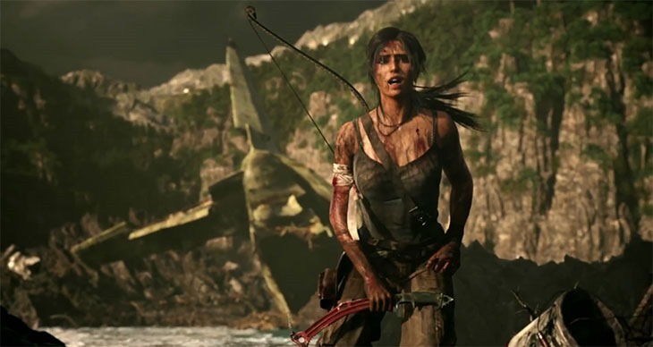 The new Lara Croft, already looking a bit bruised and battered.
