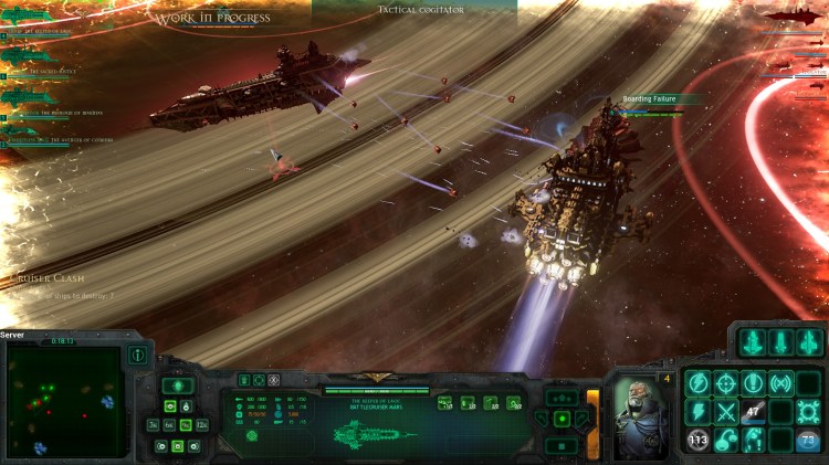 Imperial and Chaos forces trade fire.