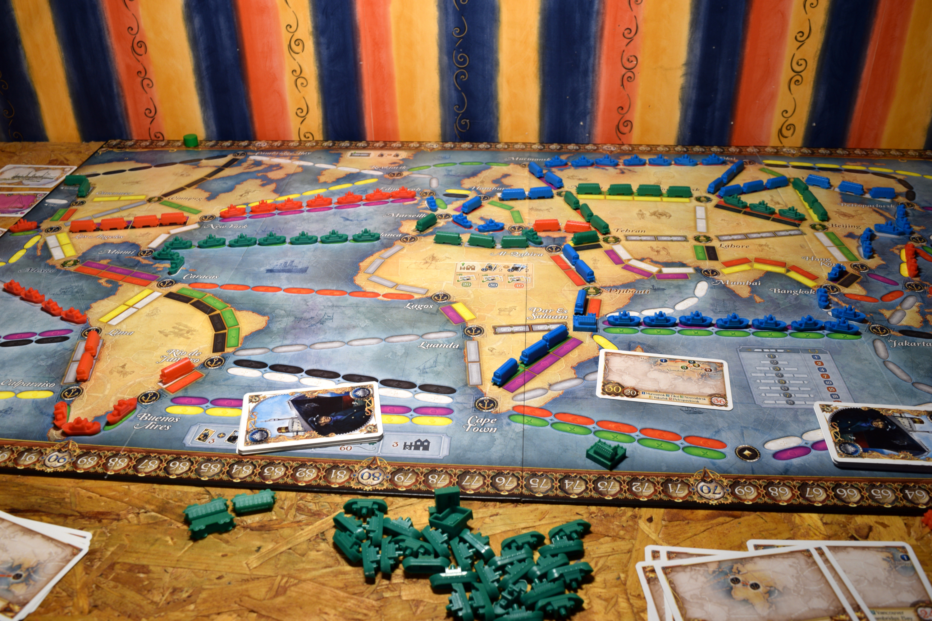A game of Ticket to Ride: Rails & Sails in action.