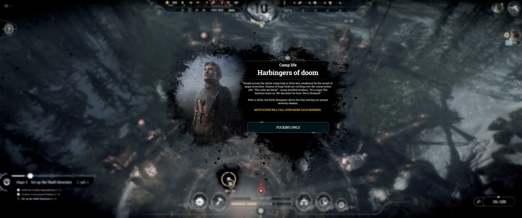 Owls are harbingers of the impending big freeze in Frostpunk: The Last Autumn