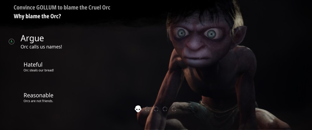 Gollum and Smeagol argue about what to do next